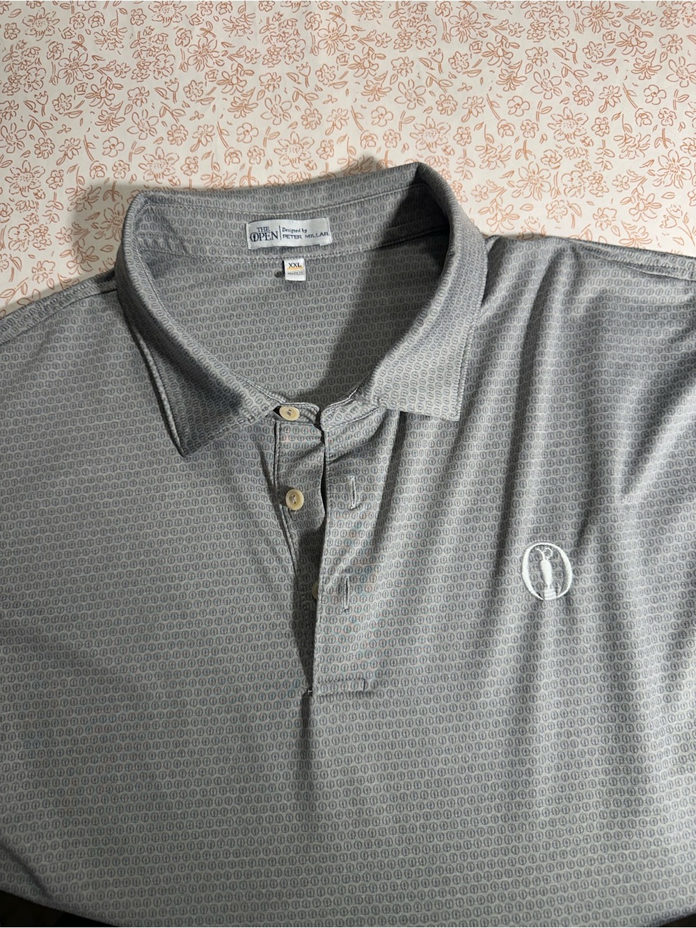 Peter Millar the Open Light Gray Stretch polo Golf t shirt Size XXL